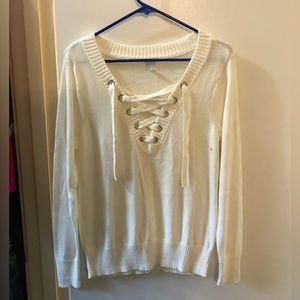 Brand New with Tags Winter White New York and Company Tie Sweater - Size Small